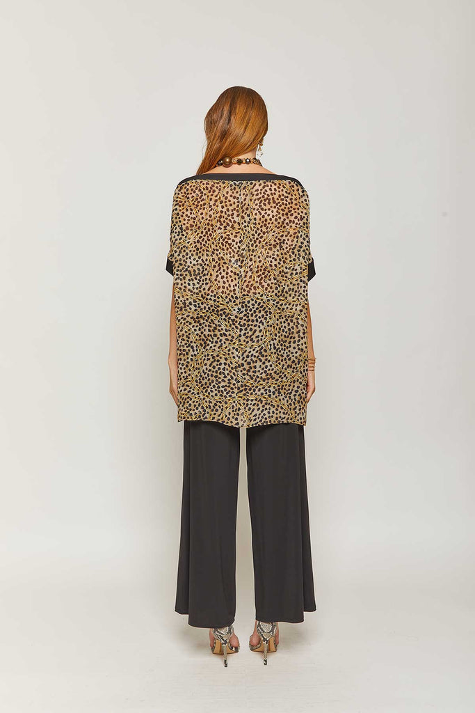 Casacca over in georgette  animalier