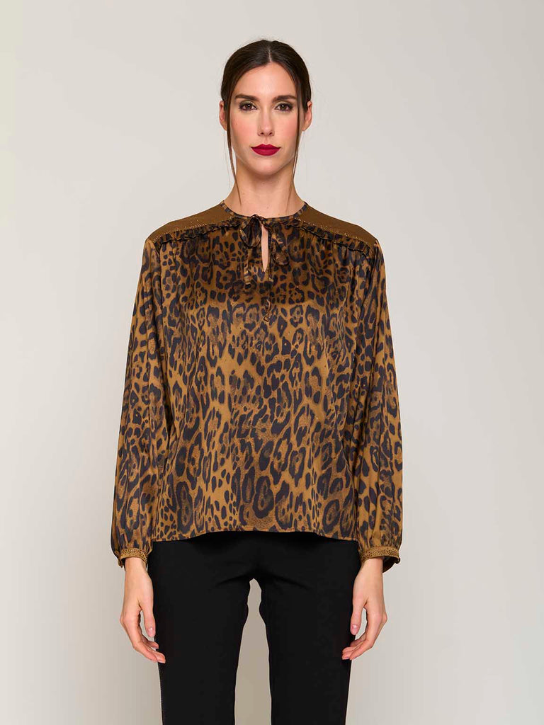 Blusa elegante fantasia animalier