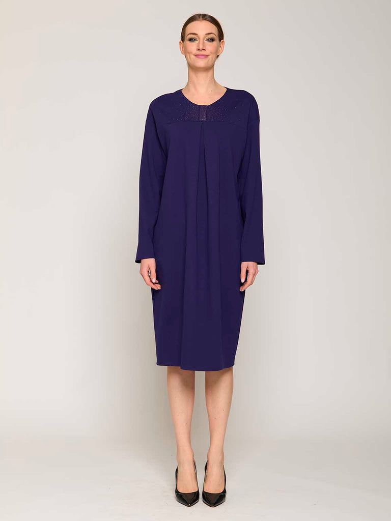 Abito in viscosa con dettagli di strass