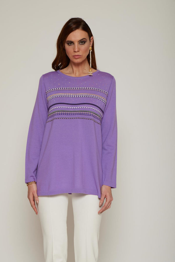 Maglia con cascata di strass