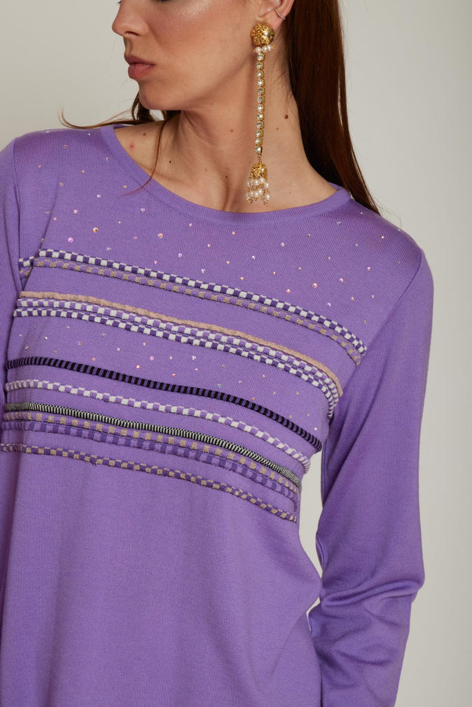 Maglia con cascata di strass